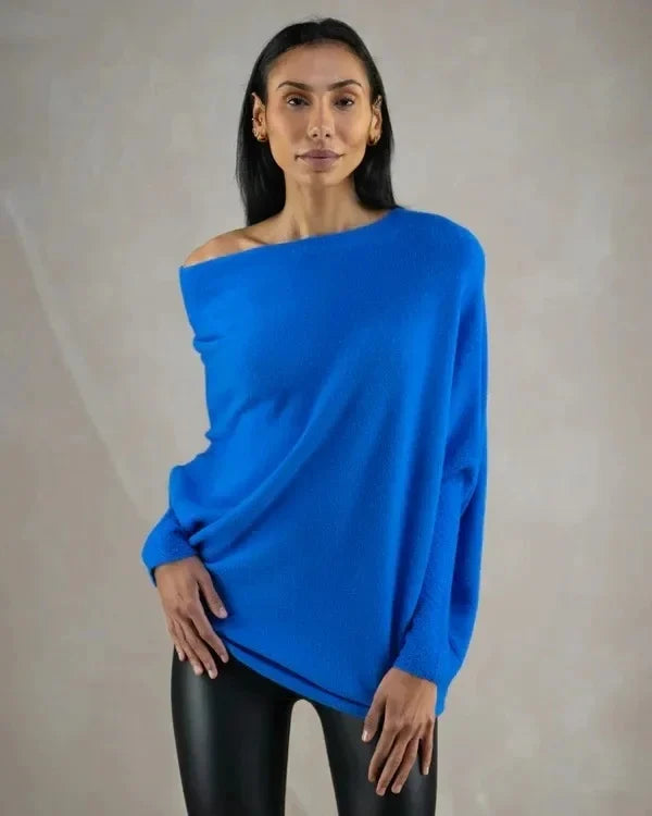 Women's Asymmetric Draped Sweater Oversized Turtleneck Knit