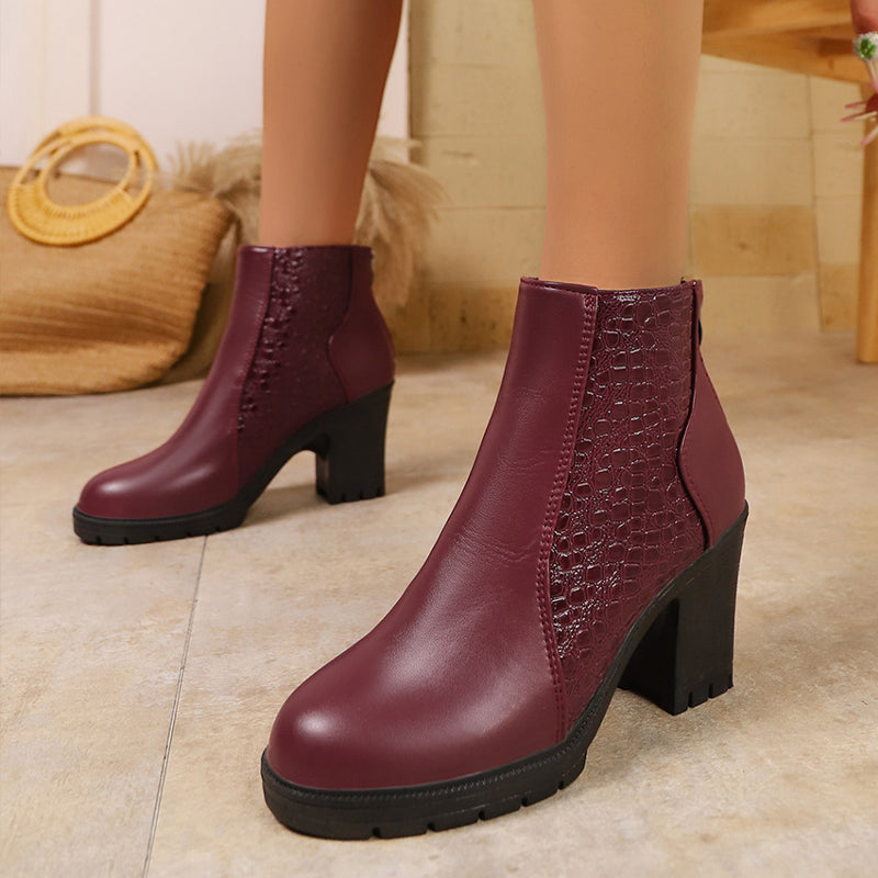 Ankle Boots Chunky Heel Casual Everyday Comfortable Fit