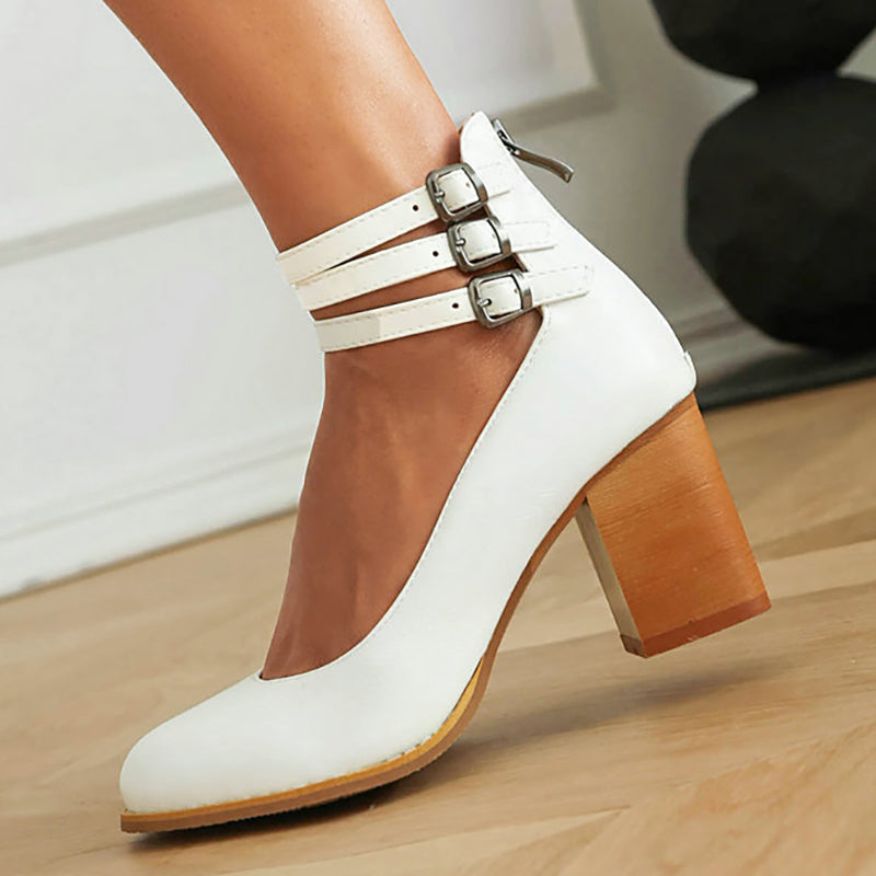 Comfort Block Heel Sandals Ankle Strap
