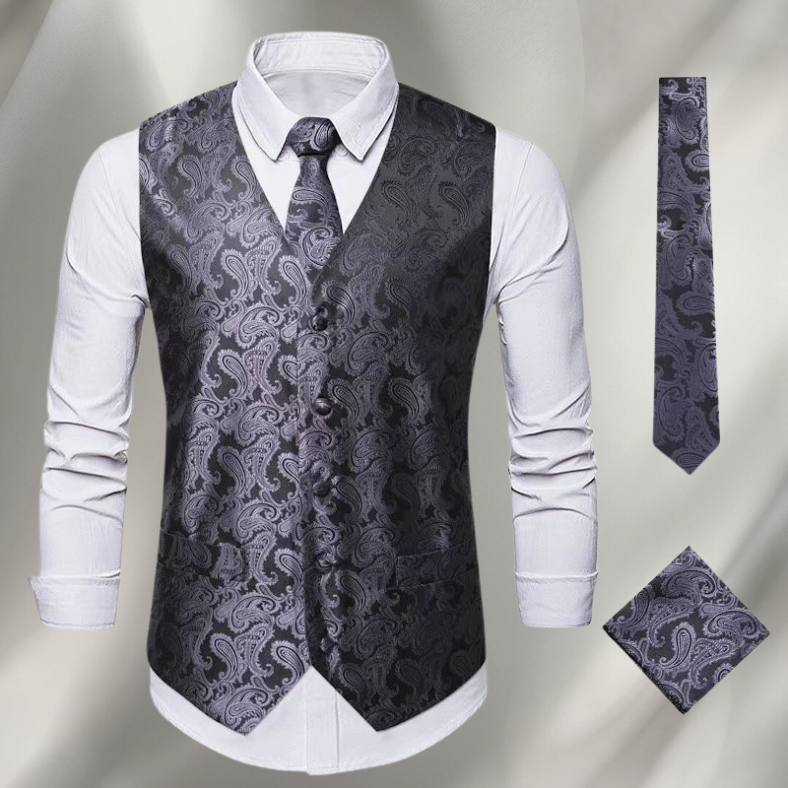 Men's Vintage Waistcoat Textured Knit Festive Smart Casual