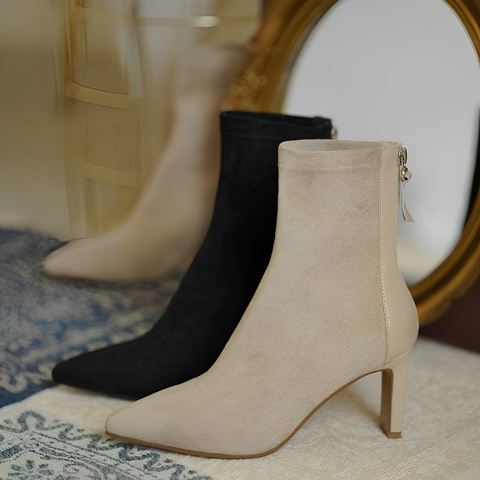 Ankle Boots Pointed Toe Heel Elegant Feminine Refined