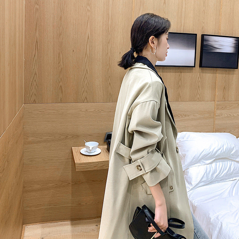 Oversized Trench Coat Contrast Yoke Roll Up Sleeves