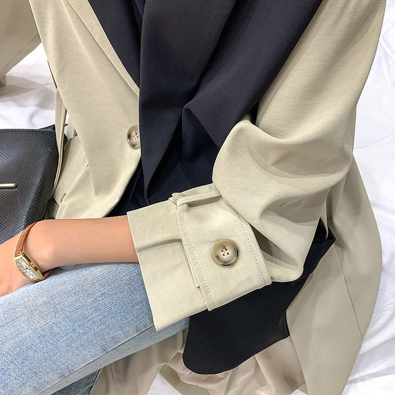 Oversized Trench Coat Contrast Yoke Roll Up Sleeves