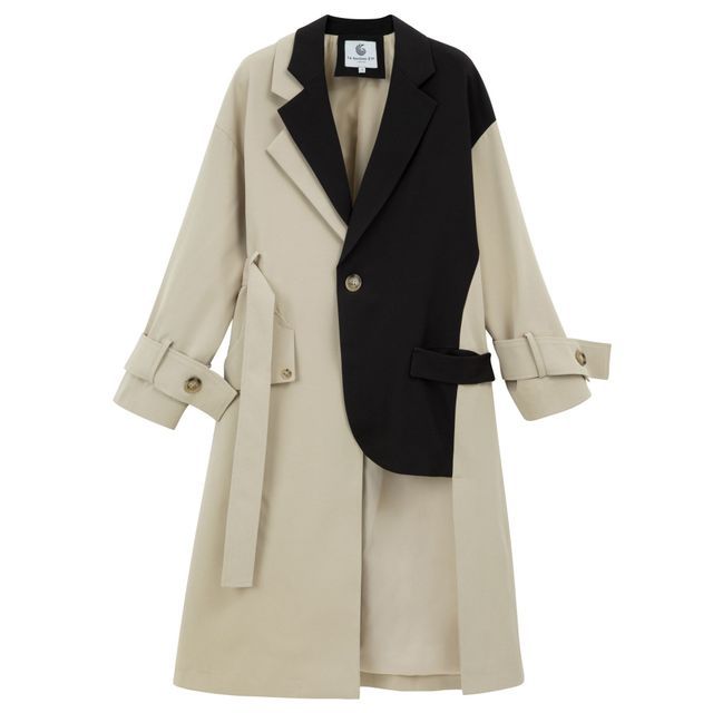Oversized Trench Coat Contrast Yoke Roll Up Sleeves