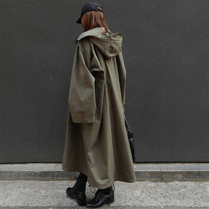 Oversized Parka Large Hood Drawstring Waist Relaxed
