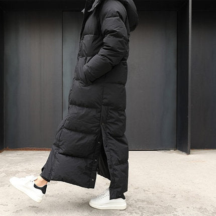 Extra Long Quilted Coat Hooded Windproof Thermal Fill