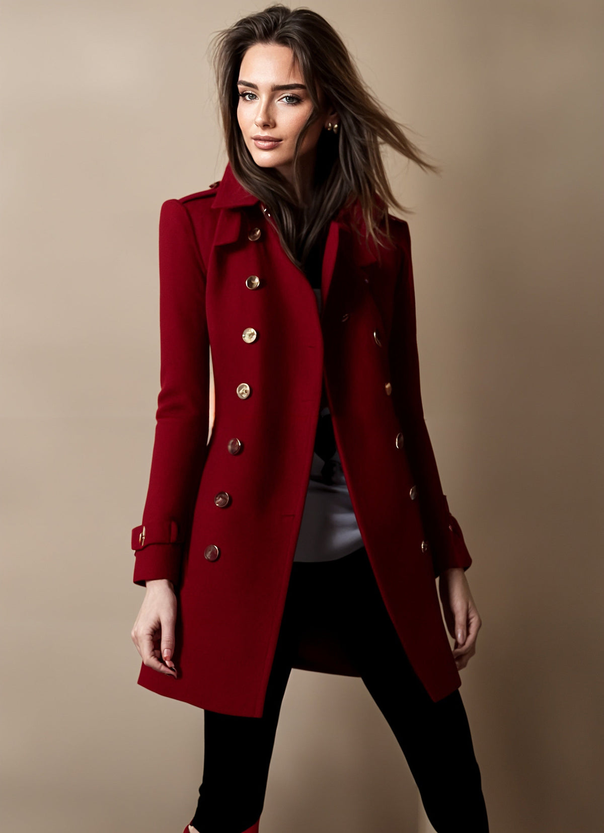Stylish Coat Collar Solid Colour Modern Fashion Everyday