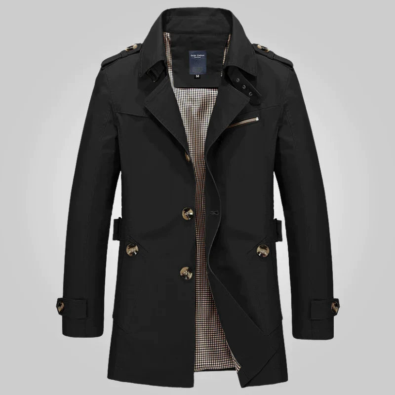Men's Winter Trench Coat Classic Tailored Formal Wool Look