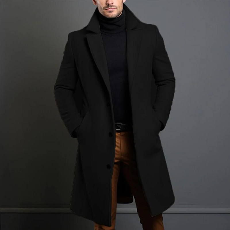 Men's Wool Blend Coat Single Breasted Tailored Winter