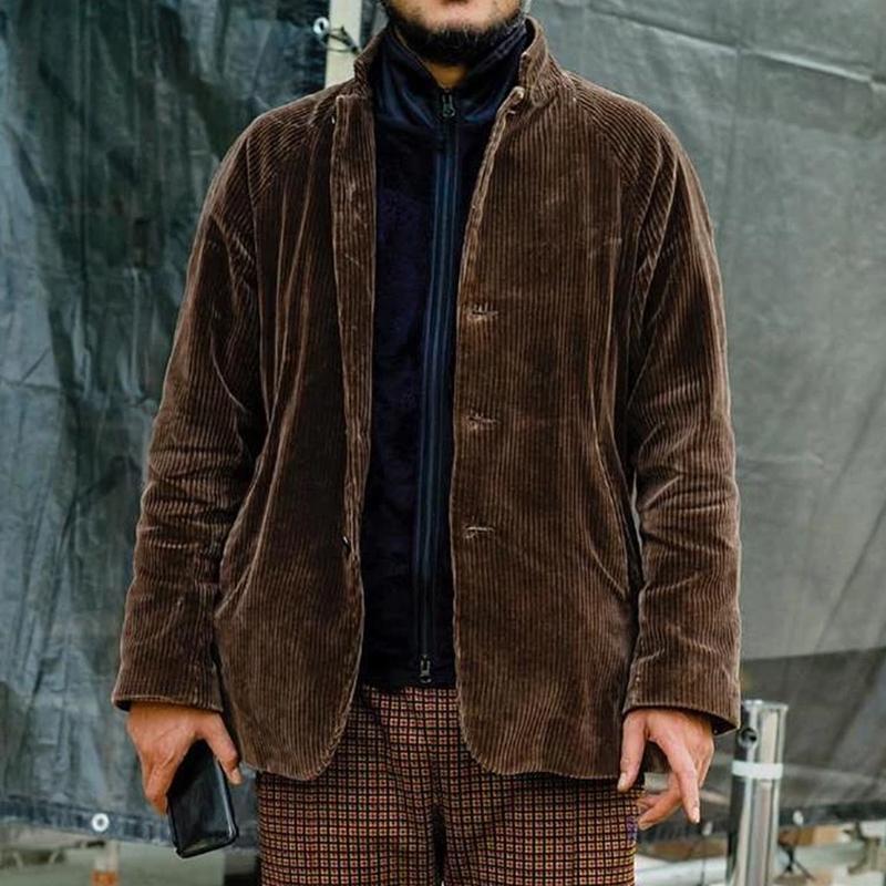 Men's Corduroy Jacket with Button Placket - Casual Fit