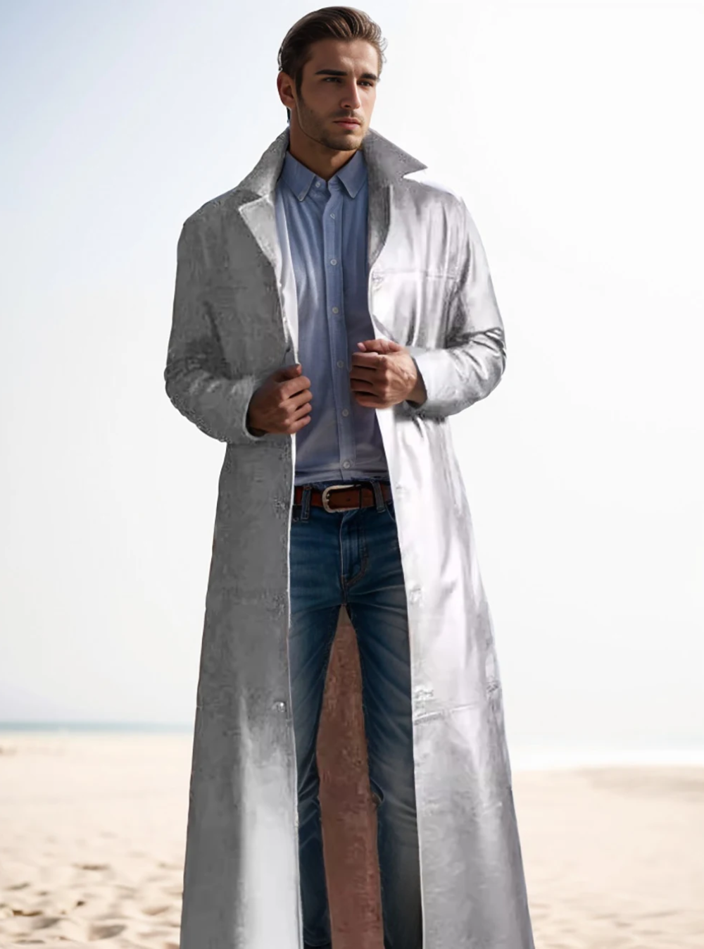 Long Leather Coat for Men