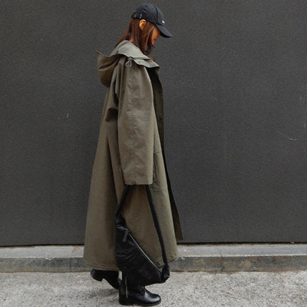 Oversized Parka Extra Long Cut Large Hood Relaxed