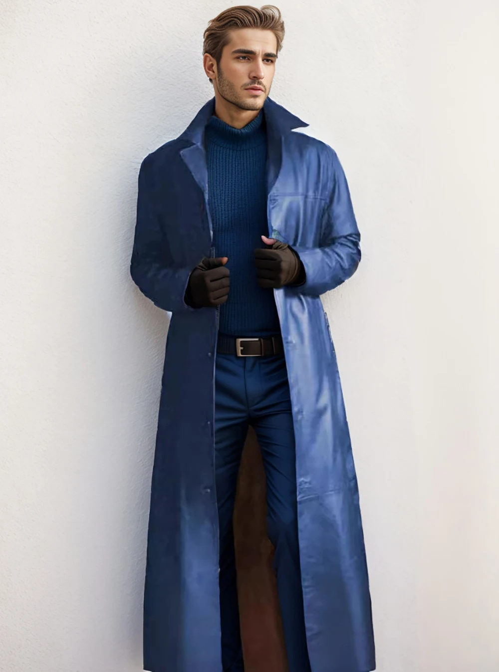 Long Leather Coat for Men