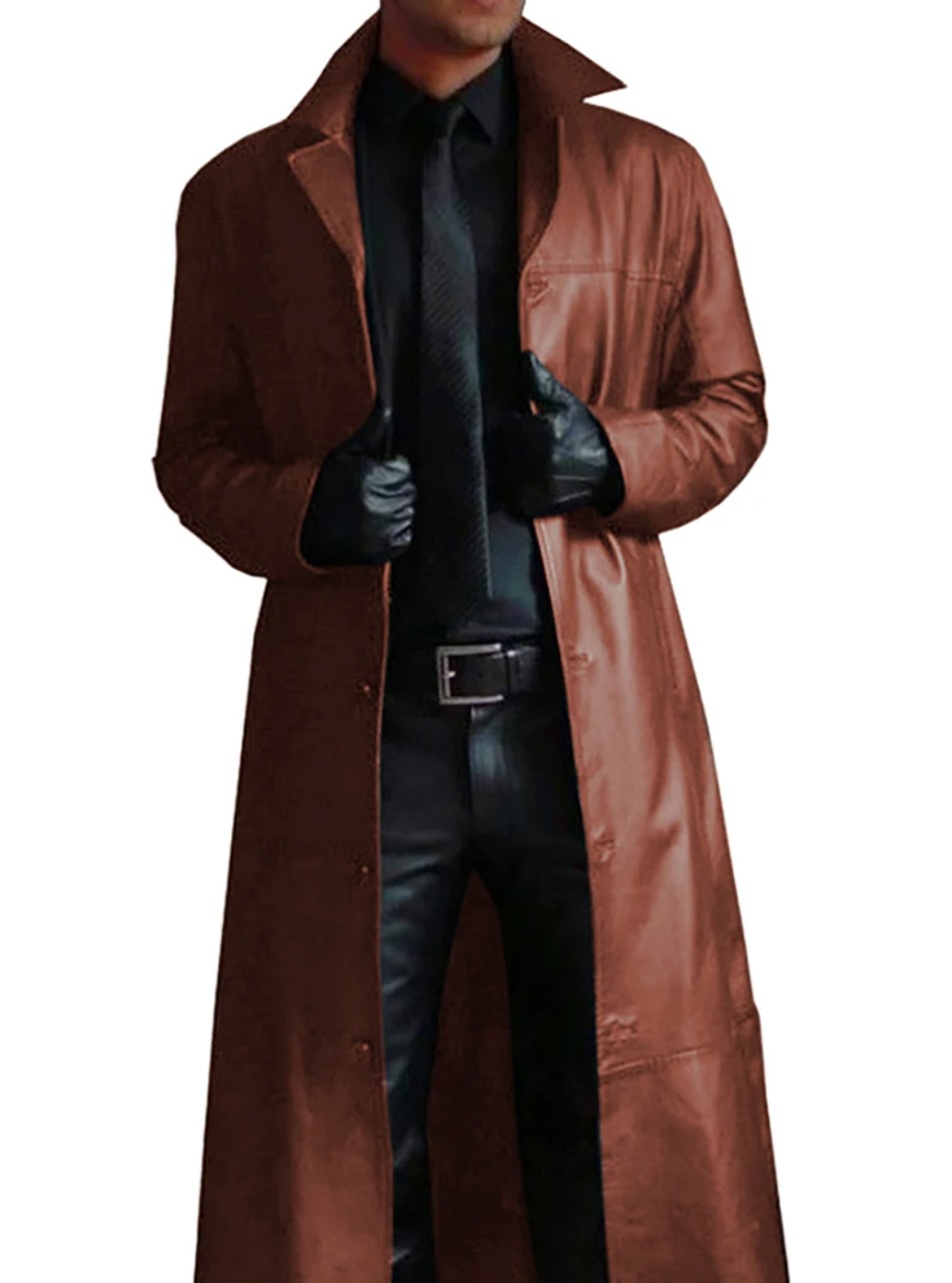 Long Leather Coat for Men