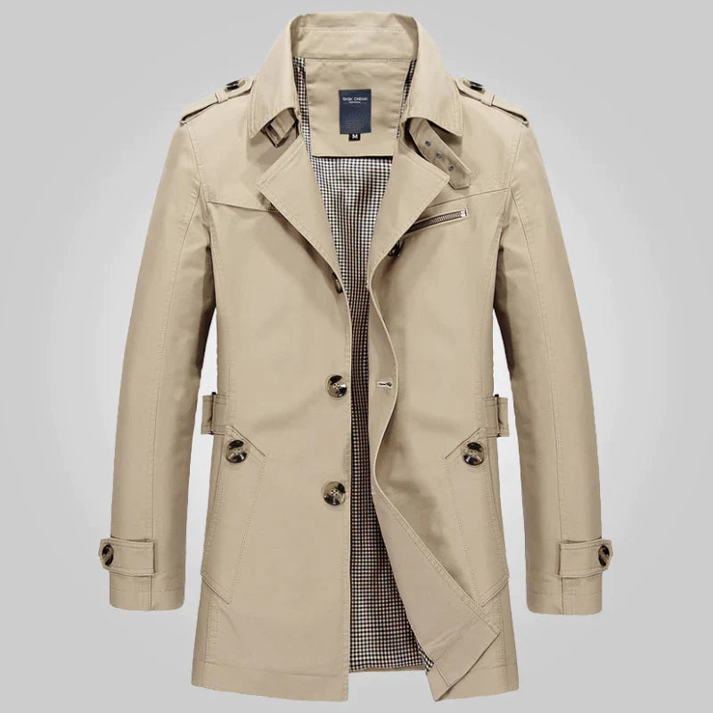 Men's Winter Trench Coat Classic Tailored Formal Wool Look