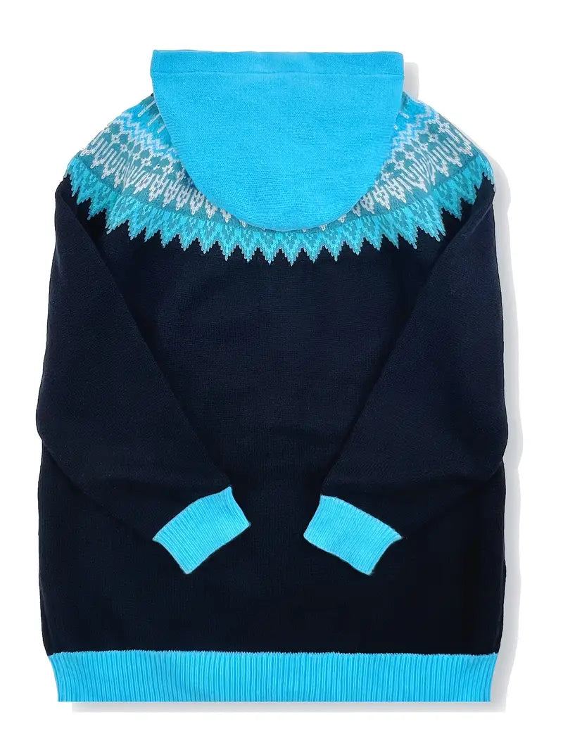Hooded Cardigan Casual Knit Open Front Long Sleeve Cosy
