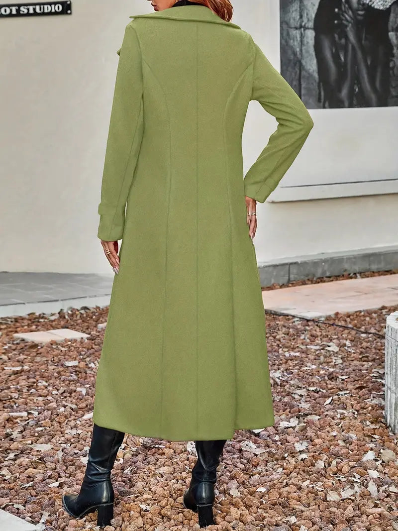 Double Breasted Coat Lapel Collar Statement Elegant
