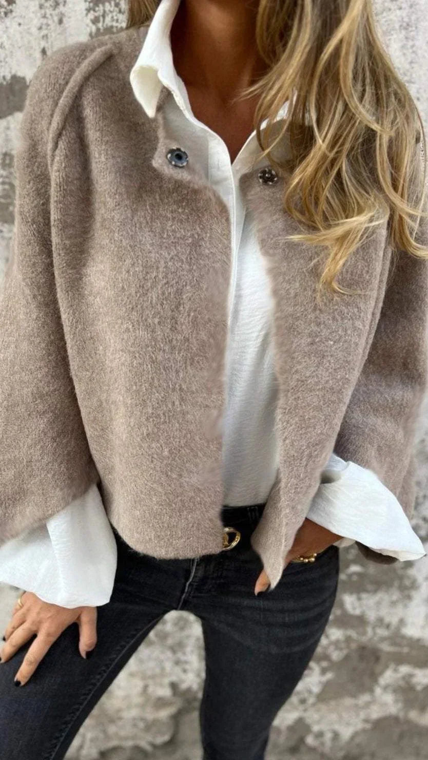 Wool Coat Round Neck Long Sleeve Elegant Statement