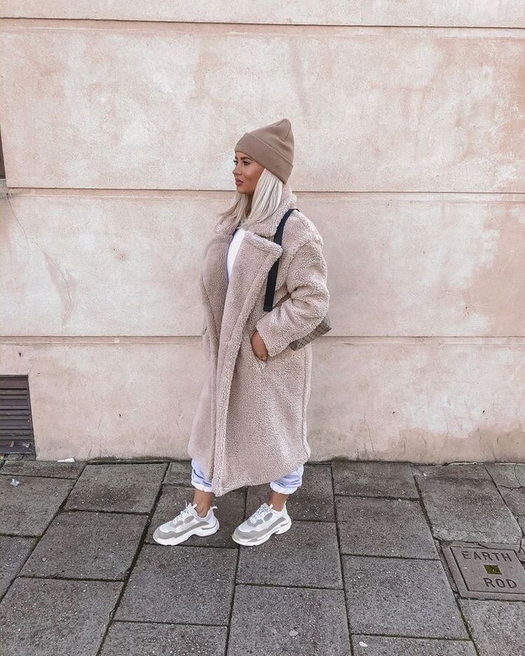 Long Teddy Coat Soft Plush Warm Look Comfortable Winter