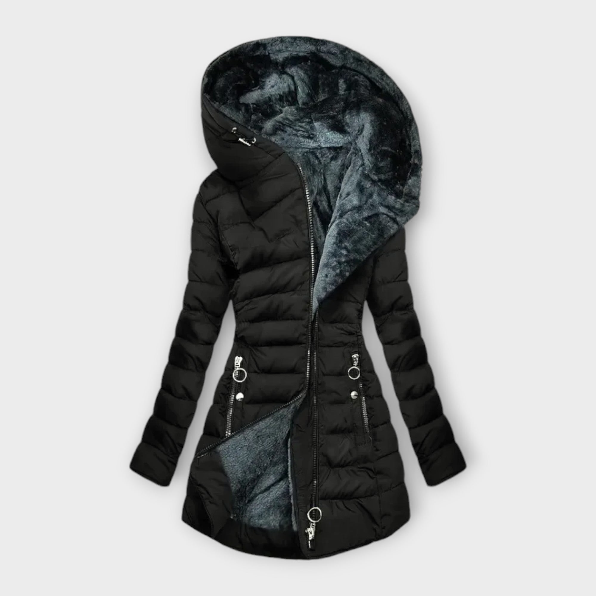 Cosy Coat Fur Lined Soft Warm Look Winter Comfort