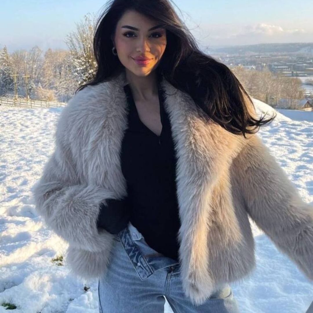 Faux Fur Winter Coat Plush Soft Warm Look Cosy