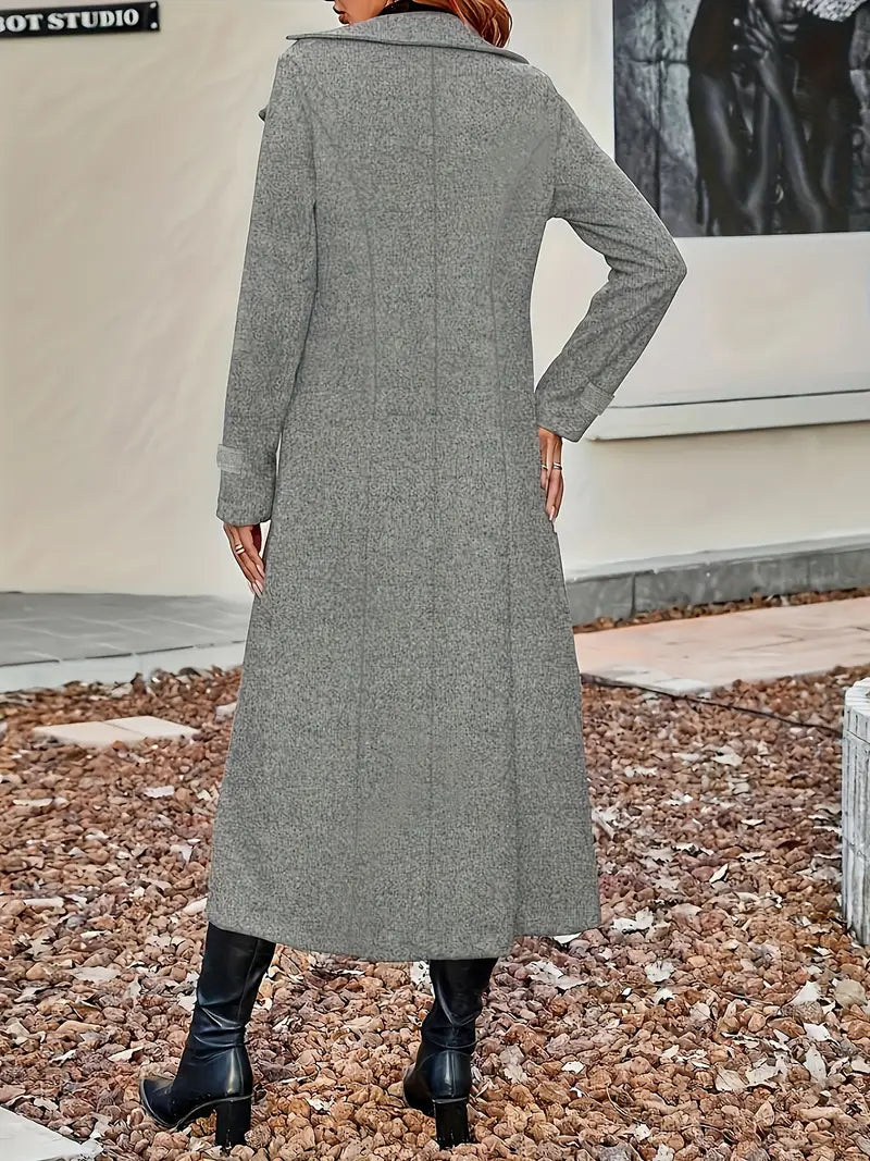 Double Breasted Coat Lapel Collar Statement Elegant
