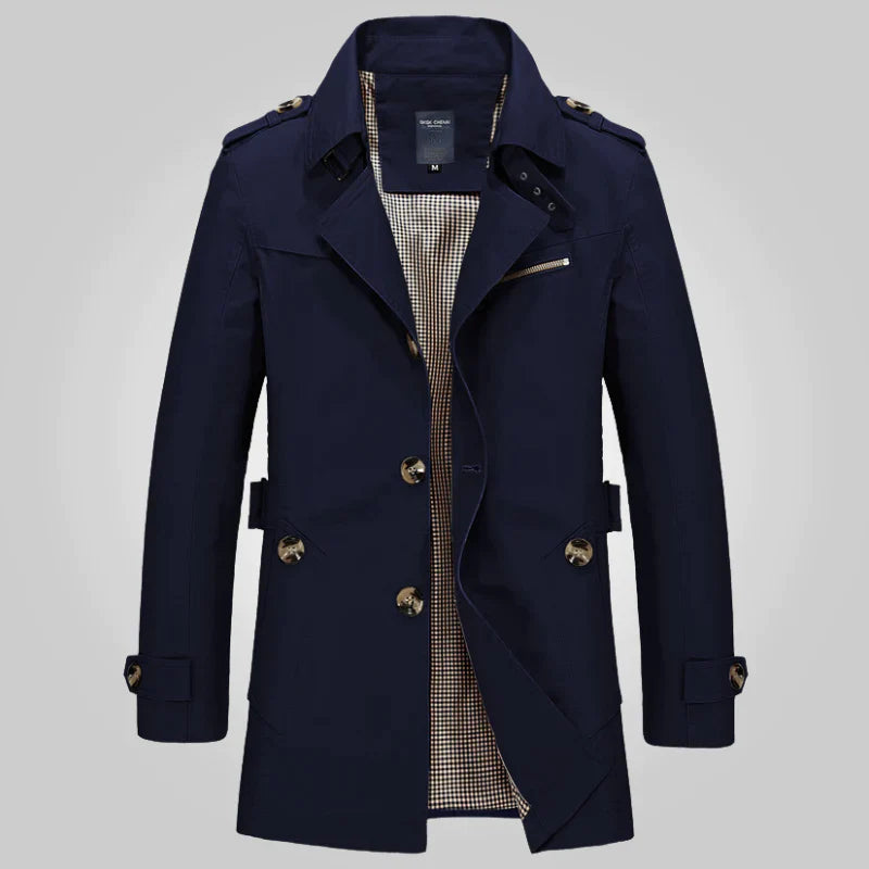 Men's Winter Trench Coat Classic Tailored Formal Wool Look