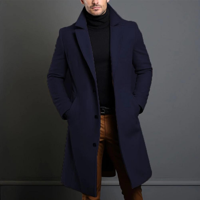 Men's Wool Blend Coat Single Breasted Tailored Winter