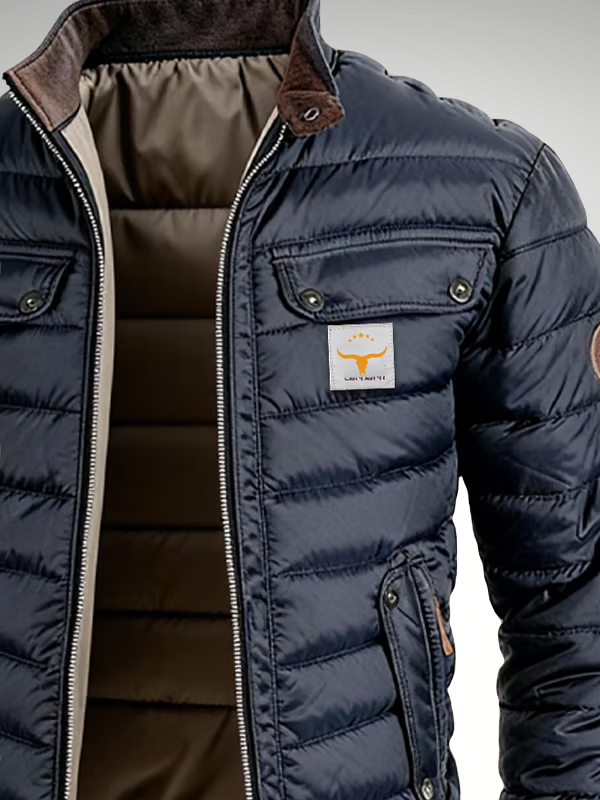 Men's Quilted Jacket Luxe Padded Zip Up Winter Elegant