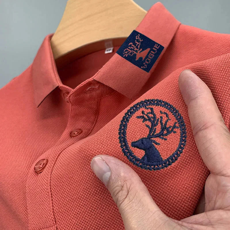 Trendy Embroidered Polo Shirt Men's