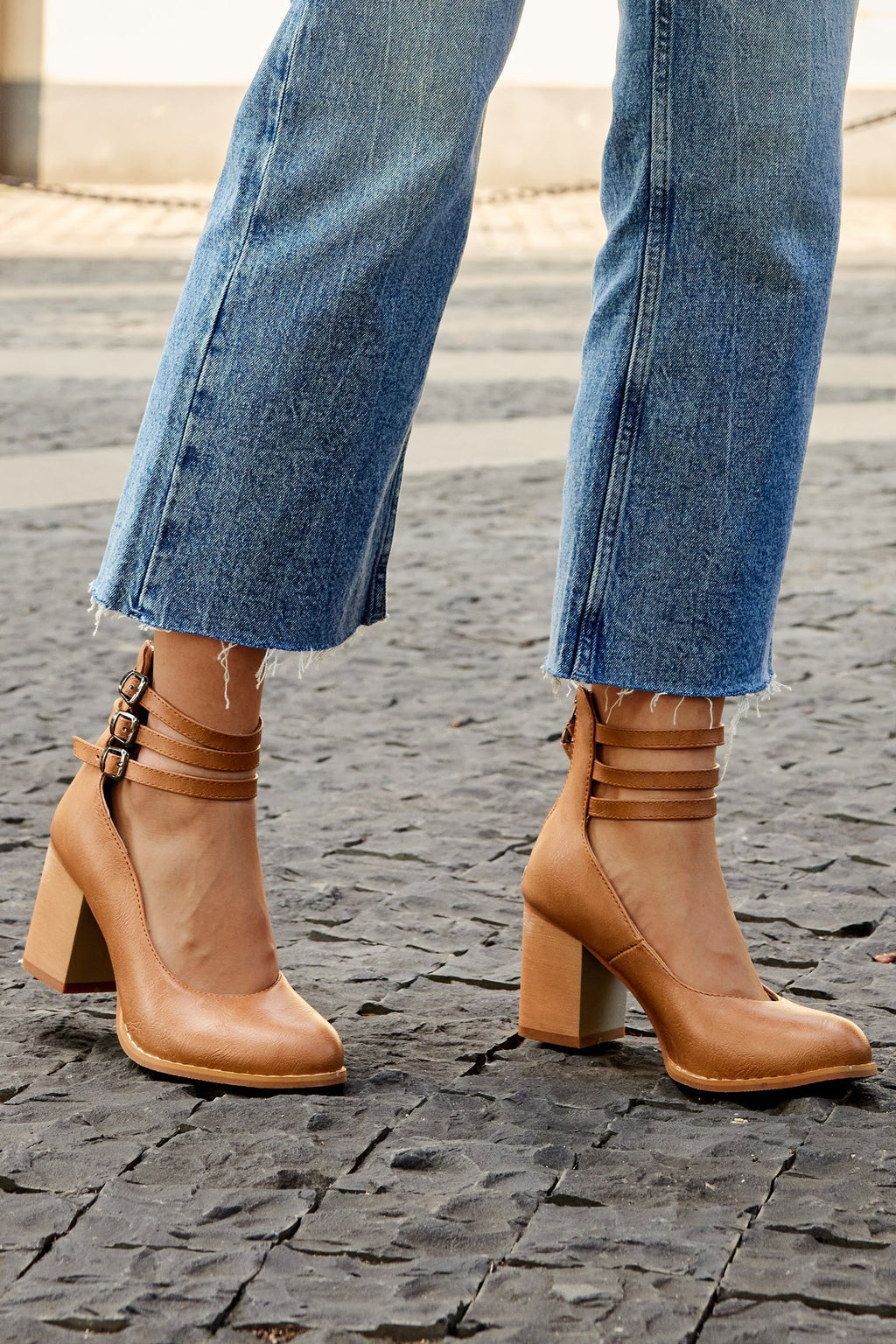 Comfort Block Heel Sandals Ankle Strap