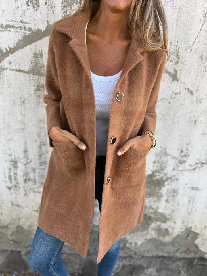 Thick Coat Lapel Collar Casual Relaxed Warm Look Winter