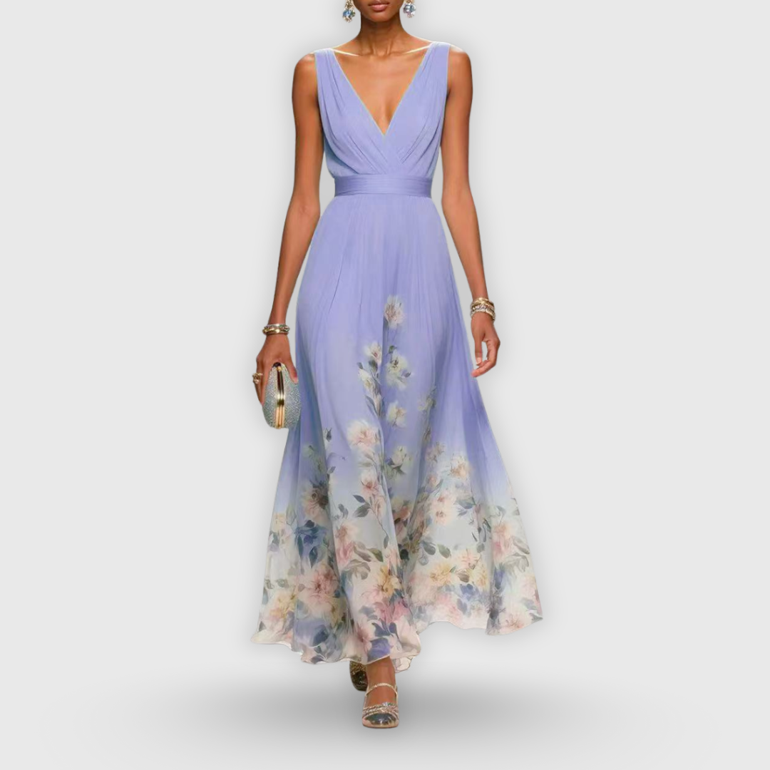 Floral Sleeveless V-Neck Maxi Dress