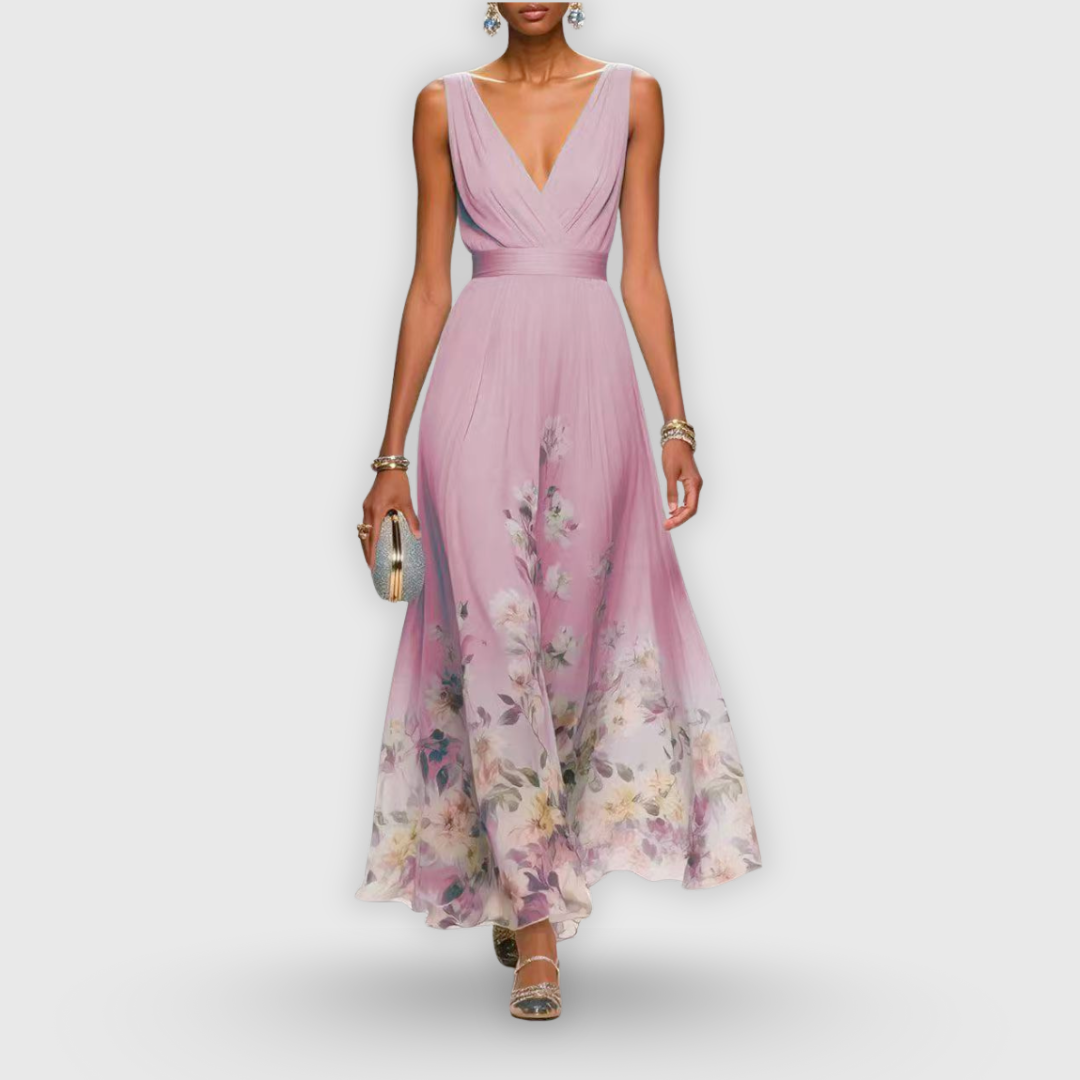 Floral Sleeveless V-Neck Maxi Dress