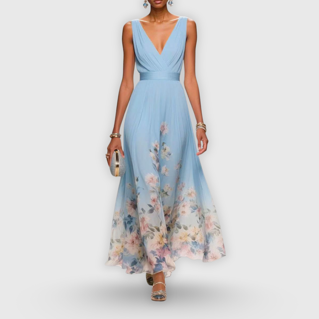 Floral Sleeveless V-Neck Maxi Dress