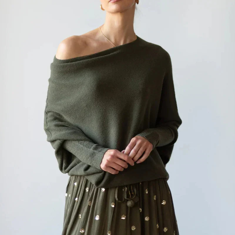 Women's Asymmetric Draped Sweater Oversized Turtleneck Knit