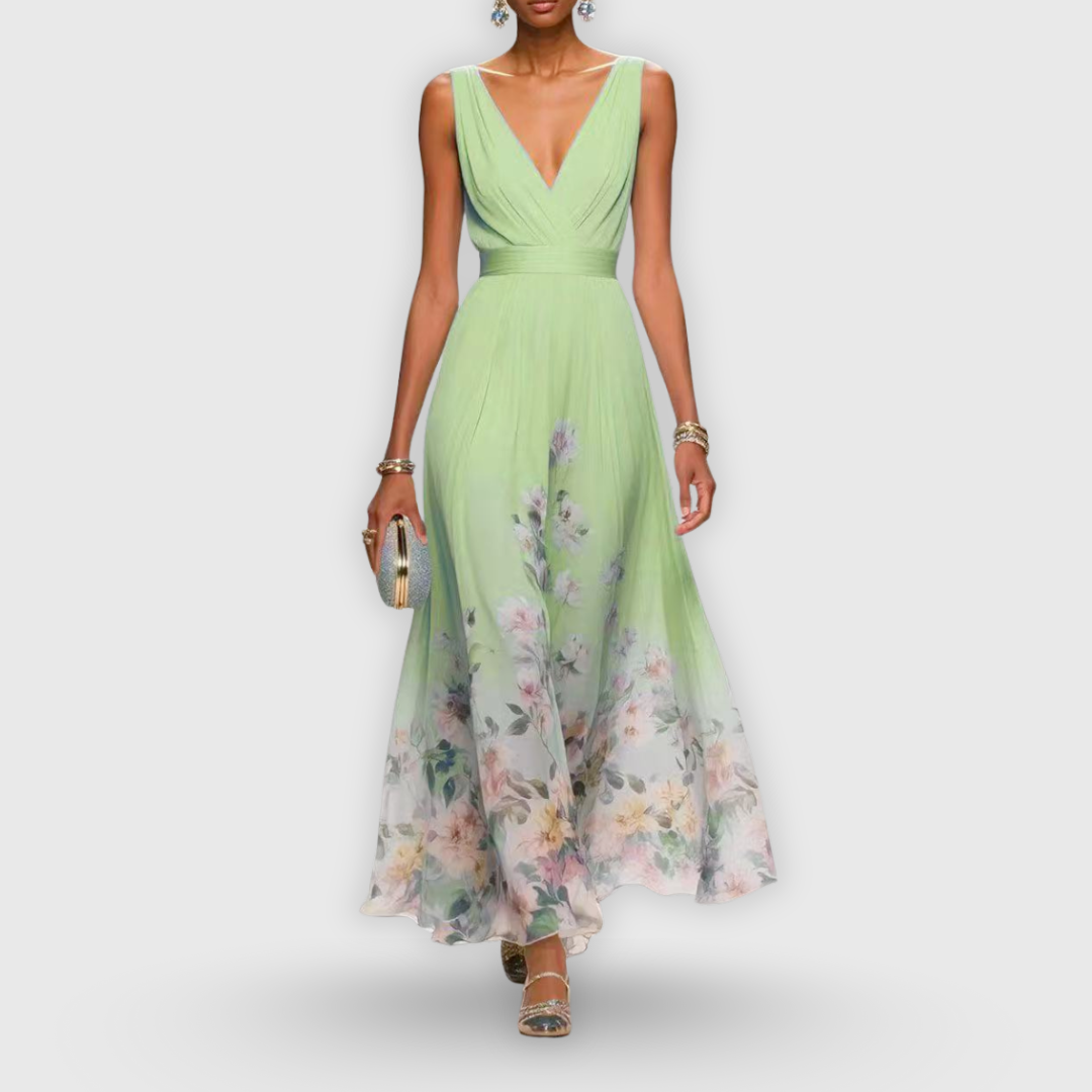 Floral Sleeveless V-Neck Maxi Dress