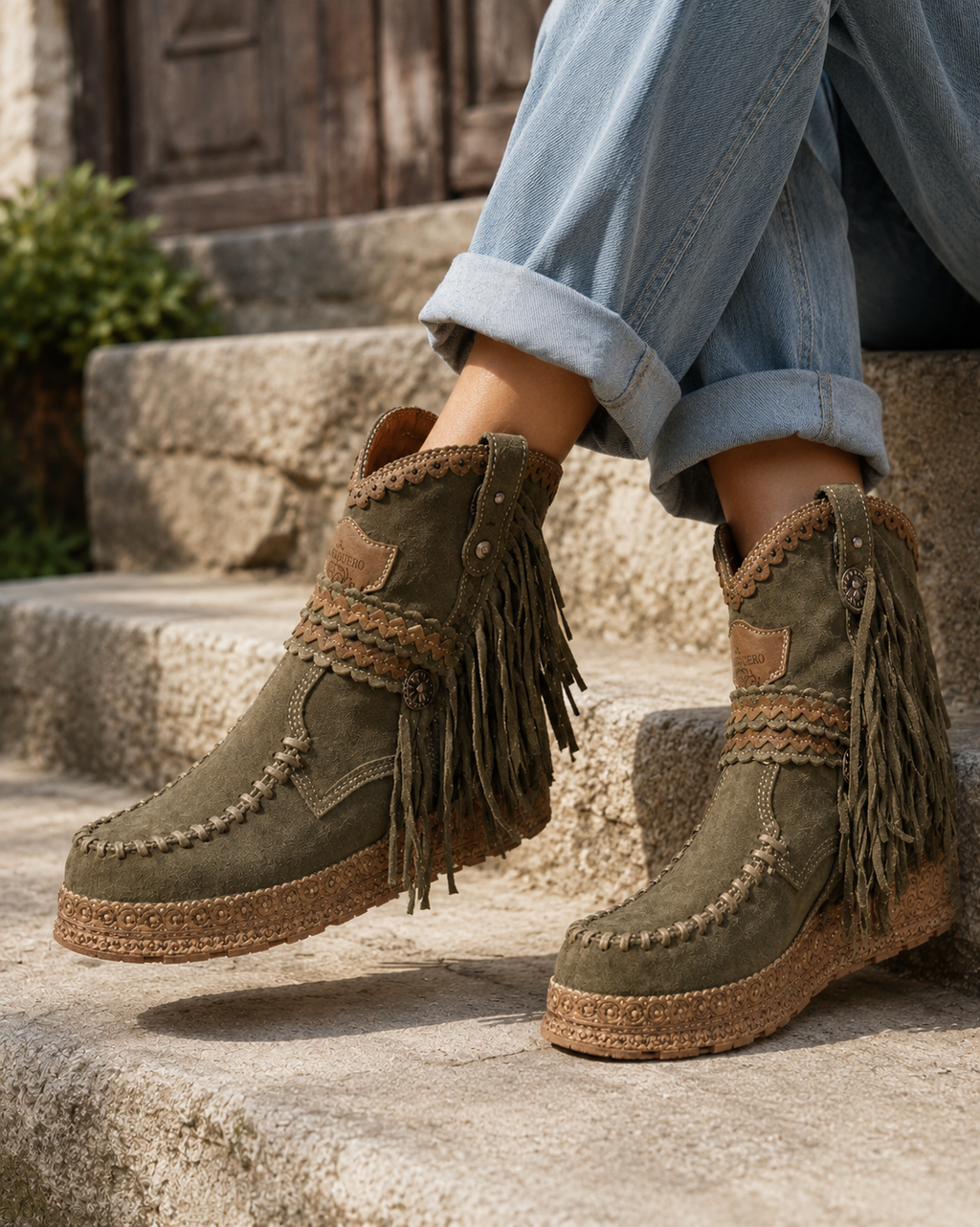 Boho westernlaarzen met franjes