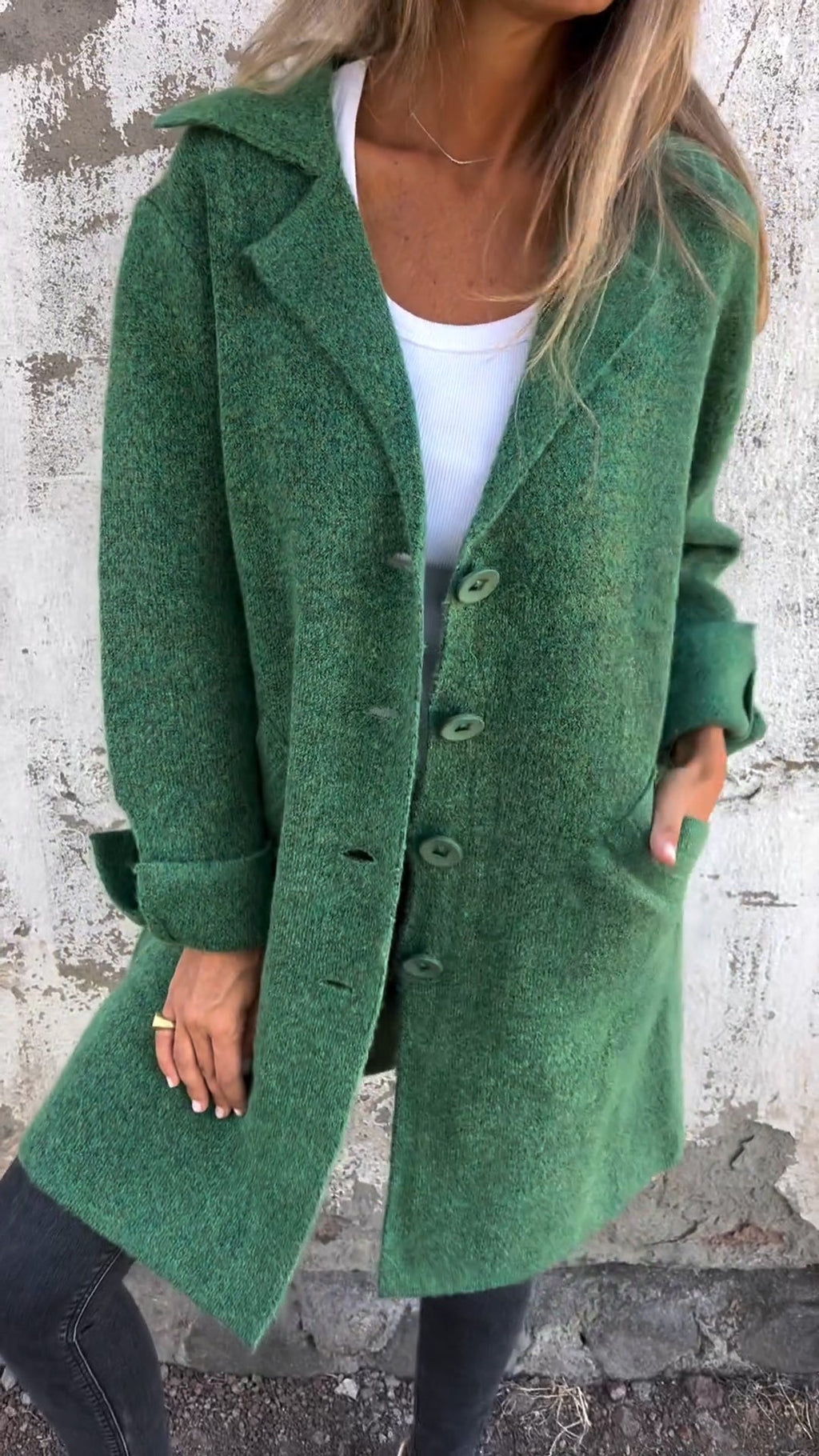 Long Coat Lapel Collar Casual Relaxed Everyday Style