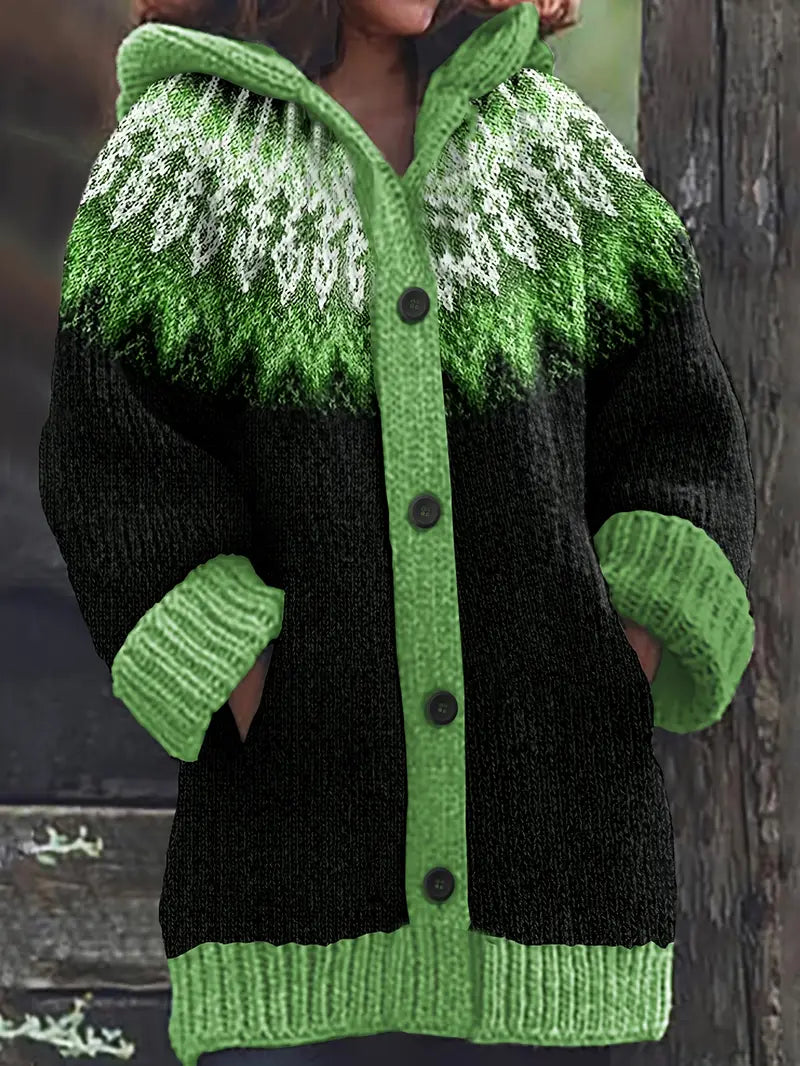 Hooded Cardigan Casual Knit Open Front Long Sleeve Cosy