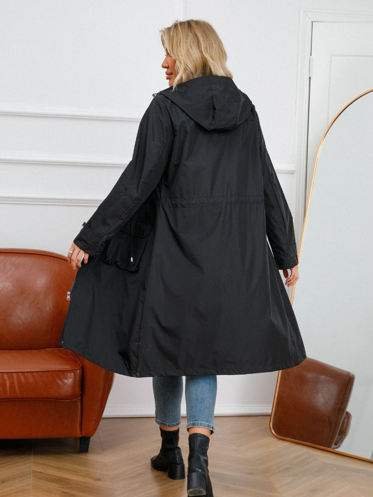 Waterproof Rain Coat Hooded Adjustable Drawstring