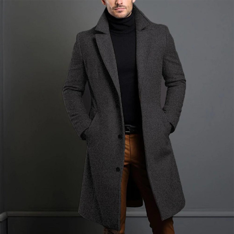 Men's Wool Blend Coat Single Breasted Tailored Winter