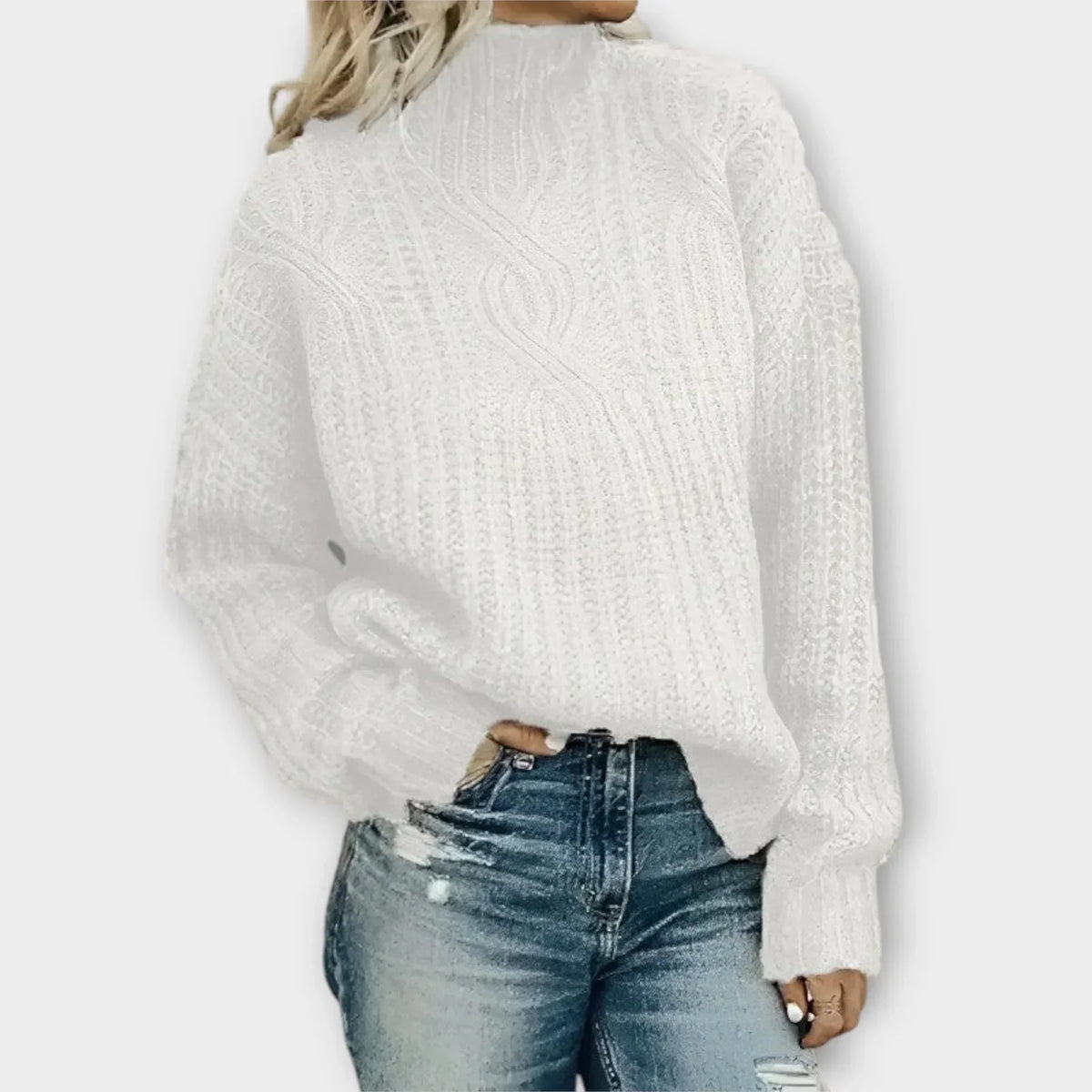 High Neck Jumper Cable Knit Slim Fit Long Sleeve Winter