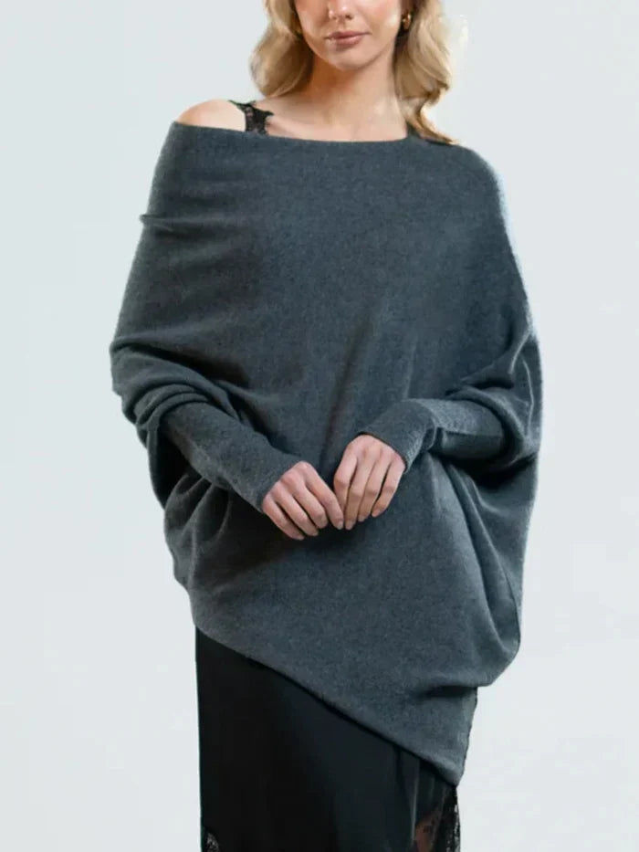 Women's Asymmetric Draped Sweater Oversized Turtleneck Knit