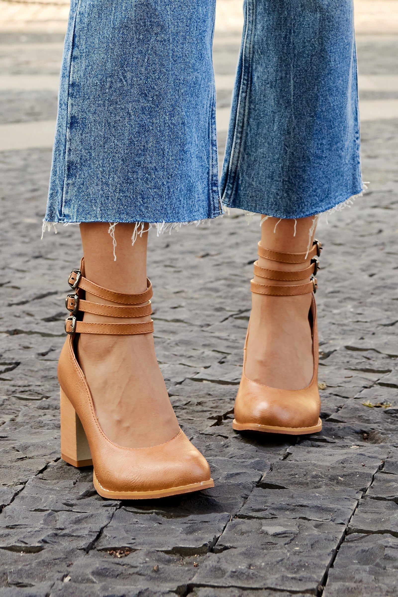 Comfort Block Heel Sandals Ankle Strap