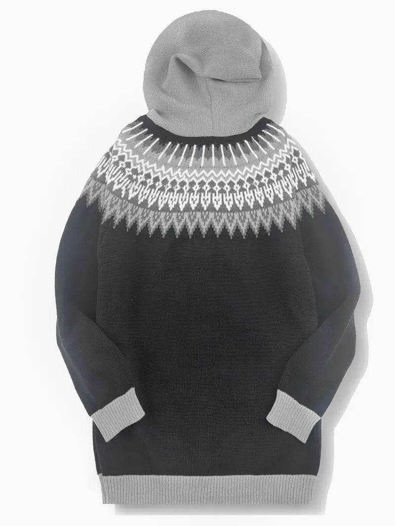 Hooded Cardigan Casual Knit Open Front Long Sleeve Cosy
