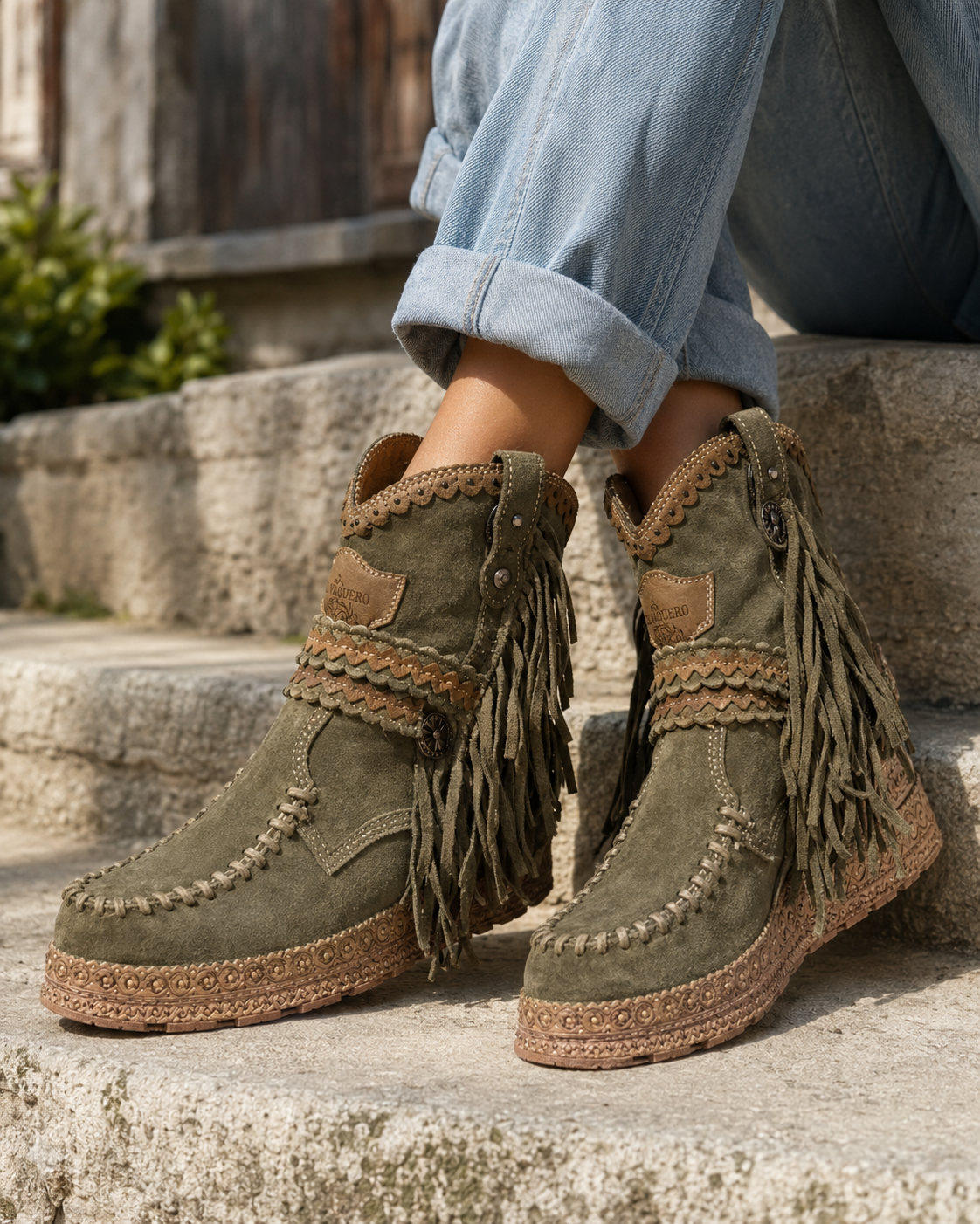 Boho westernlaarzen met franjes