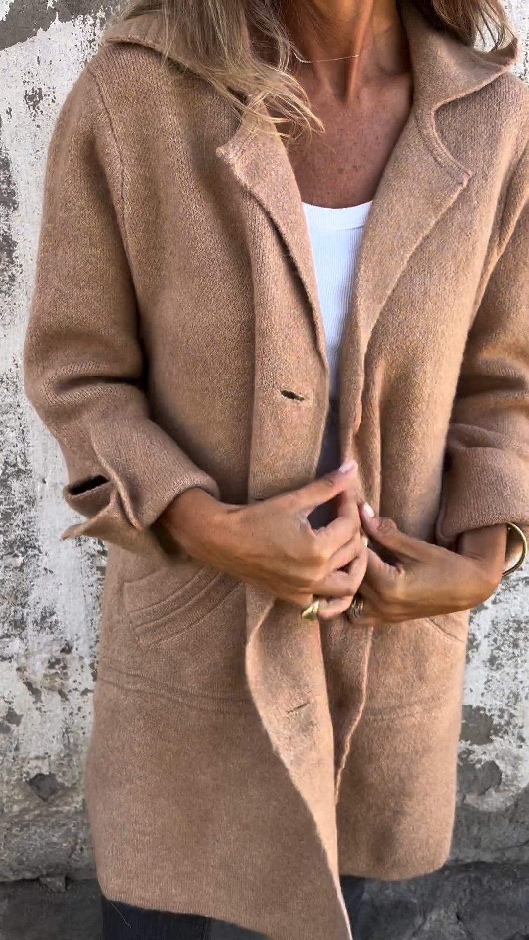 Long Coat Lapel Collar Casual Relaxed Everyday Style