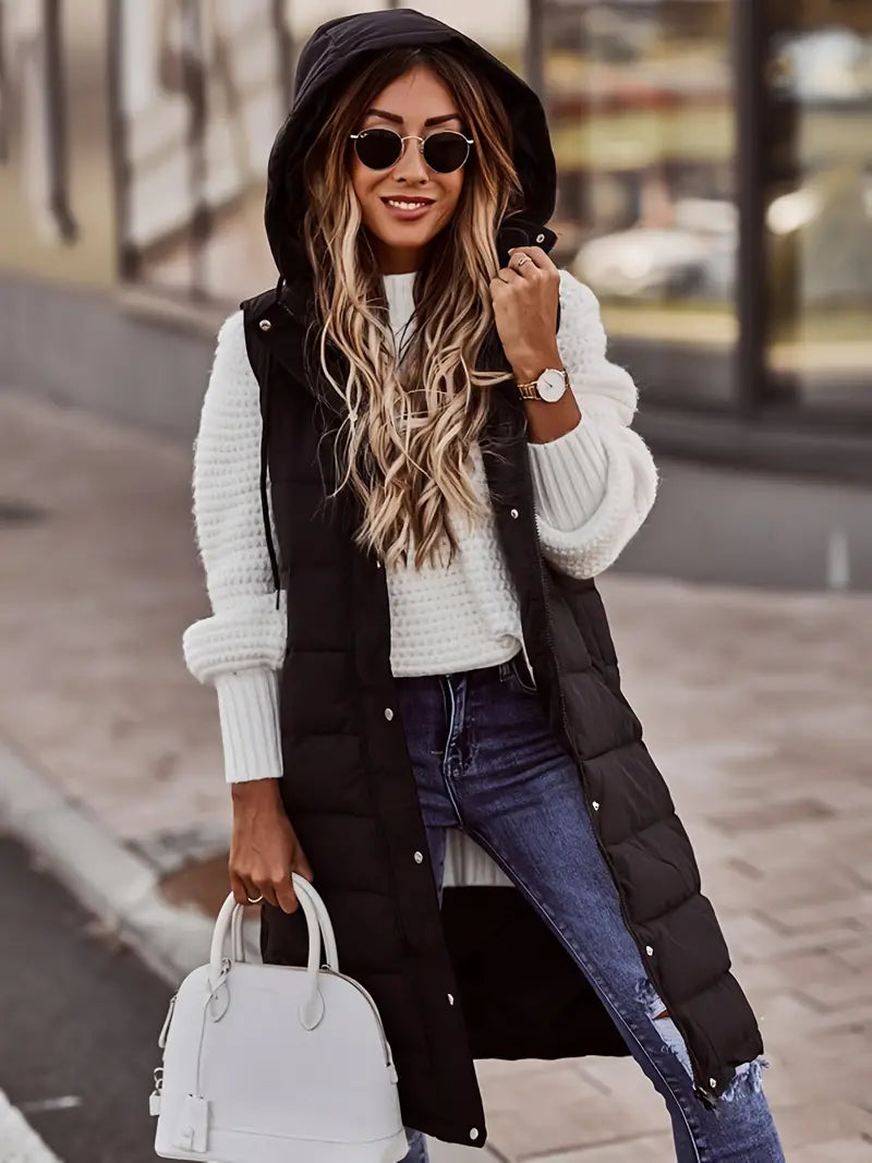 Hooded Coat Front Buttons Casual Relaxed Everyday