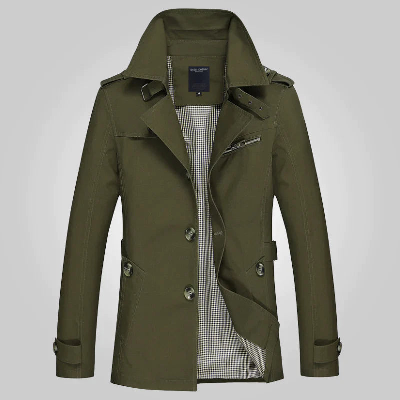 Men's Winter Trench Coat Classic Tailored Formal Wool Look